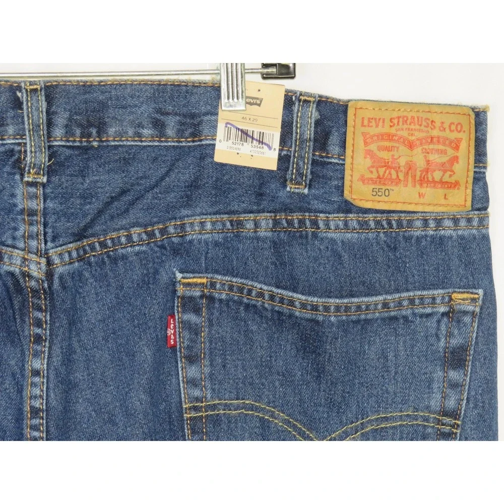 NEW! Levi's 550 Relaxed Fit 100% Cotton Medium Wash Jeans Men's‎ 46 X 29 NWT!